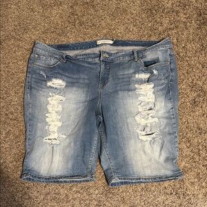 Torrid Blue Jean Shorts Distressed Bermuda